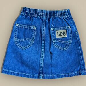 Vtg Lee Jeans Toddler Kids 4T Denim Jean Skirt 90s Union Made USA Patch Pocket